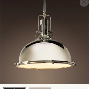 Restoration Hardware Polished Nickel 19” Pendant Light
